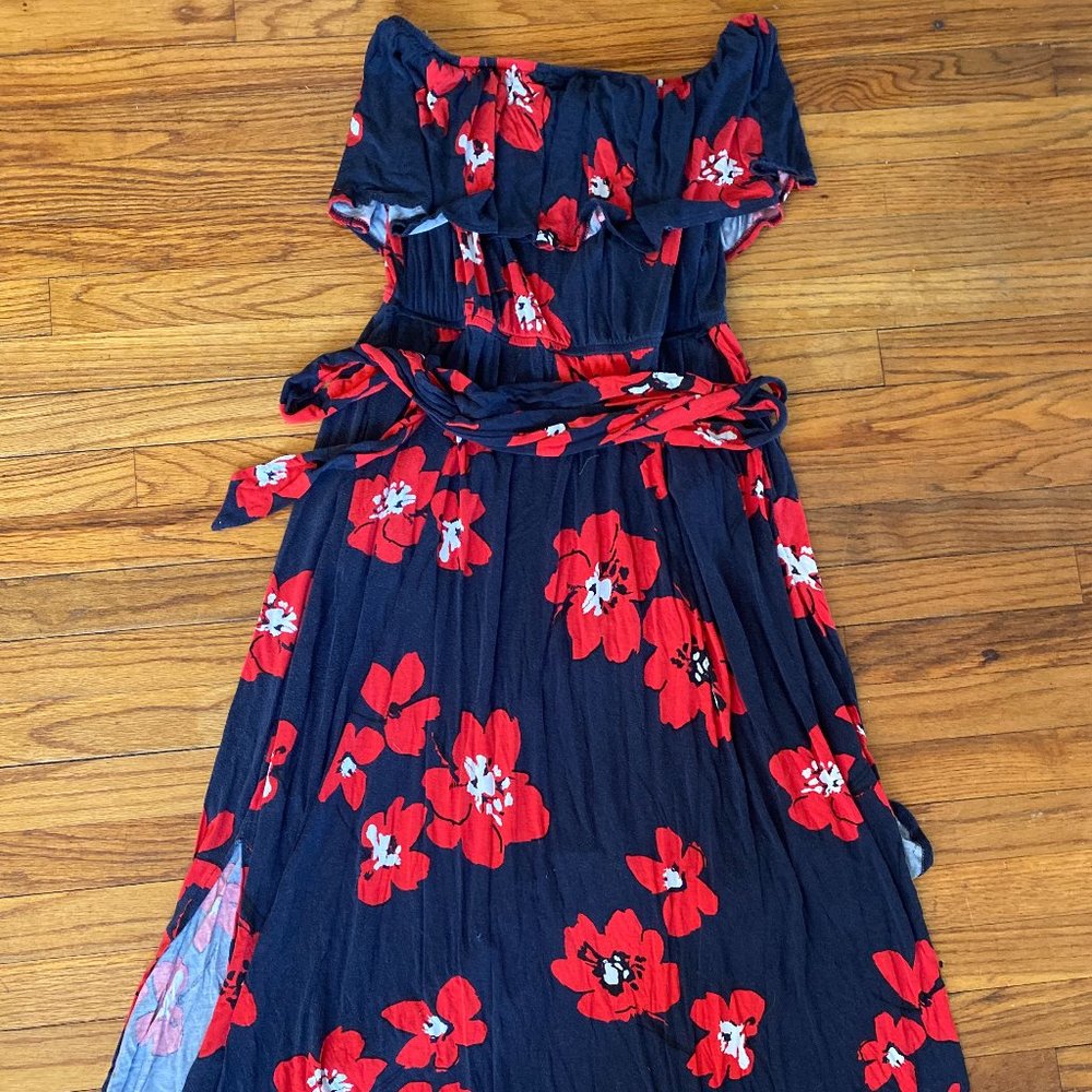 Lane Bryant Navy/Red Floral Maxi